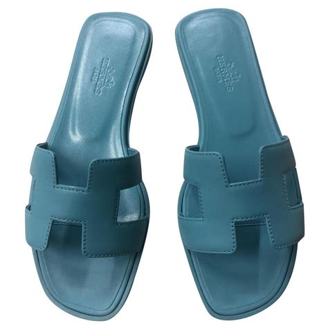 light blue hermes slides|hermes oran leather slide.